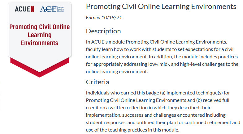Promoting Civil Online Learning Environments